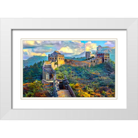 Great Wall of China White Modern Wood Framed Art Print with Double Matting by Gavidia, Pedro
