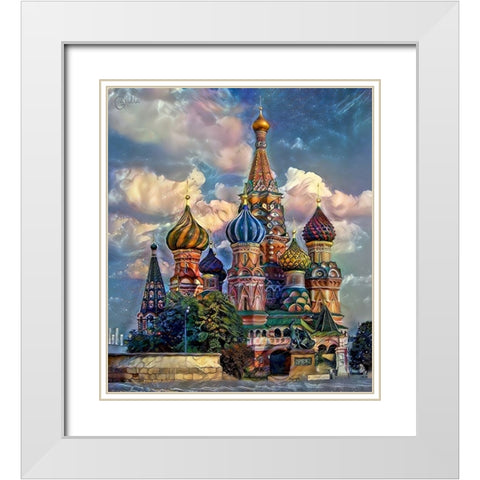 Moscow Russia Cathedral of Vasily the Blessed Saint Basil White Modern Wood Framed Art Print with Double Matting by Gavidia, Pedro