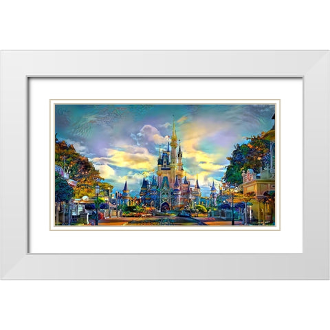 Orlando Florida United States Walt Disney World Castle White Modern Wood Framed Art Print with Double Matting by Gavidia, Pedro