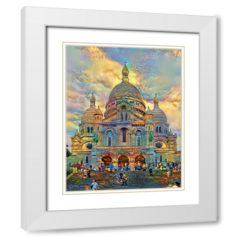 Paris France Basilica of the Sacred Heart Sacre Coeur Ver2 White Modern Wood Framed Art Print with Double Matting by Gavidia, Pedro