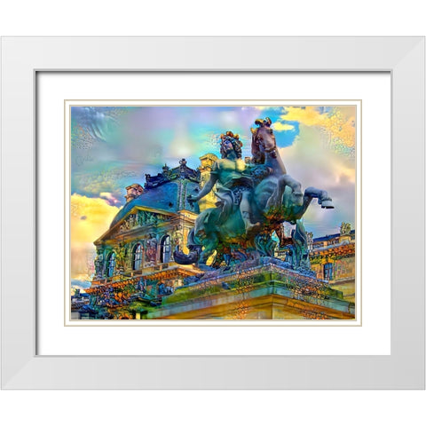 Paris France Louvre Museum Statue of Louis XIV White Modern Wood Framed Art Print with Double Matting by Gavidia, Pedro