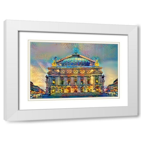 Paris France Opera Garnier White Modern Wood Framed Art Print with Double Matting by Gavidia, Pedro