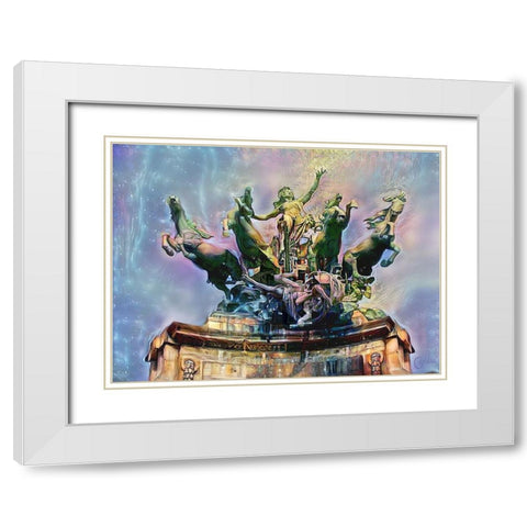 Paris France Quadriga at Grand Palais White Modern Wood Framed Art Print with Double Matting by Gavidia, Pedro