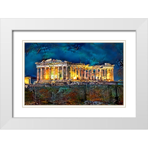 Athens Greece Parthenon White Modern Wood Framed Art Print with Double Matting by Gavidia, Pedro