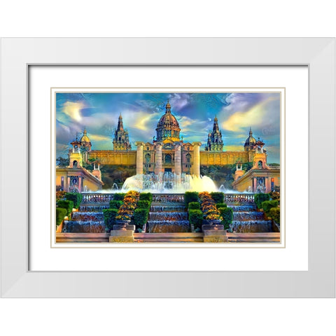 Barcelona Spain Montjuic White Modern Wood Framed Art Print with Double Matting by Gavidia, Pedro