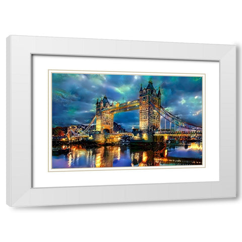 England London Bridge White Modern Wood Framed Art Print with Double Matting by Gavidia, Pedro