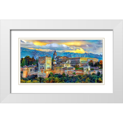 Granada Spain La Alhambra White Modern Wood Framed Art Print with Double Matting by Gavidia, Pedro
