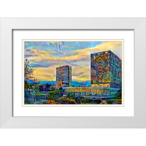 Mexico City University City White Modern Wood Framed Art Print with Double Matting by Gavidia, Pedro