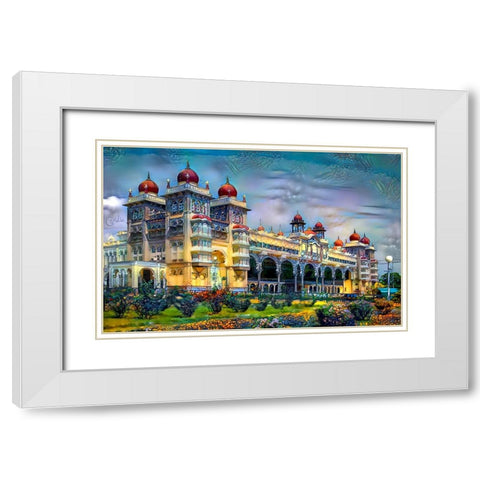 Mysore India Royal Palace White Modern Wood Framed Art Print with Double Matting by Gavidia, Pedro