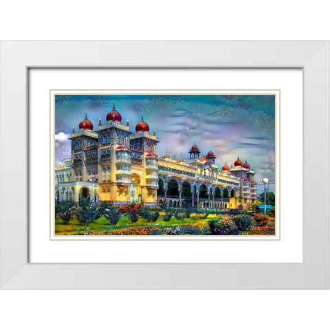 Mysore India Royal Palace White Modern Wood Framed Art Print with Double Matting by Gavidia, Pedro