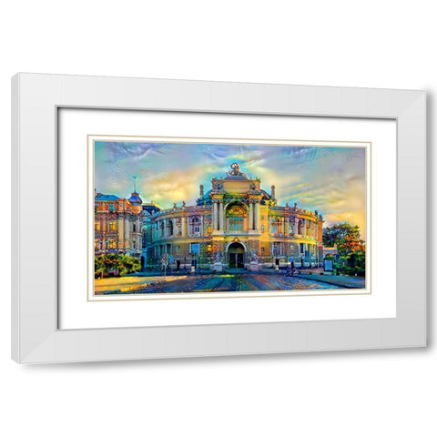 Odessa Ukraine Opera and Ballet Theater White Modern Wood Framed Art Print with Double Matting by Gavidia, Pedro