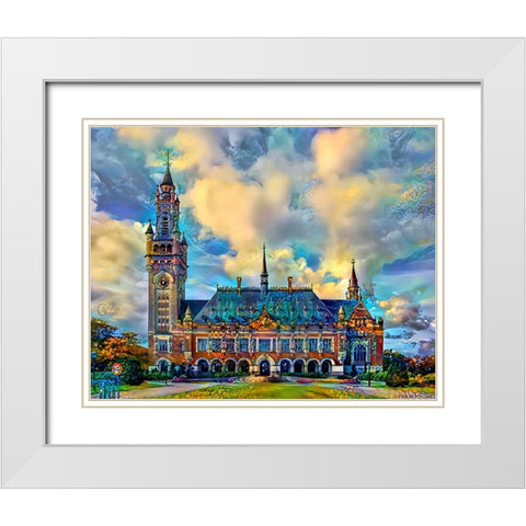 The Hague Netherlands Peace Palace White Modern Wood Framed Art Print with Double Matting by Gavidia, Pedro