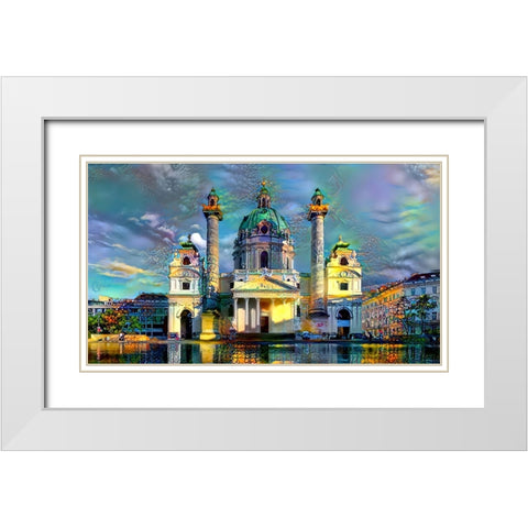 Vienna Austria Karlskirche White Modern Wood Framed Art Print with Double Matting by Gavidia, Pedro