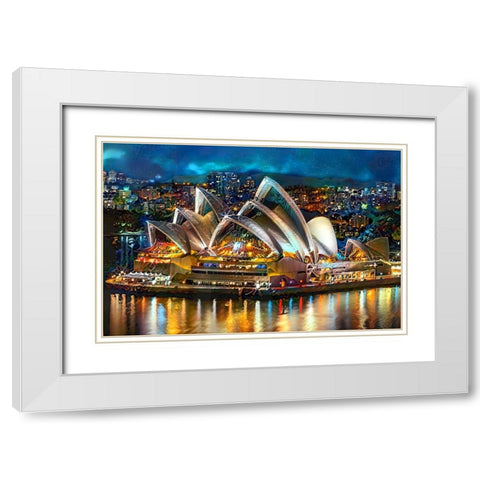 Australia Sydney Opera House White Modern Wood Framed Art Print with Double Matting by Gavidia, Pedro