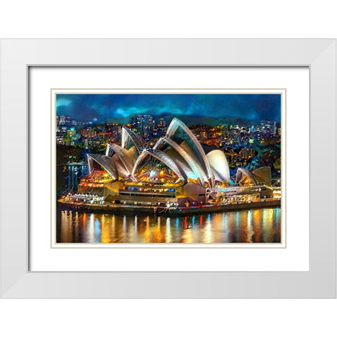 Australia Sydney Opera House White Modern Wood Framed Art Print with Double Matting by Gavidia, Pedro