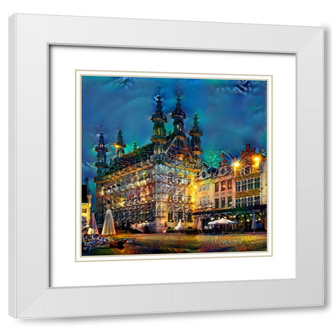 Belgium Leuven Town Hall White Modern Wood Framed Art Print with Double Matting by Gavidia, Pedro