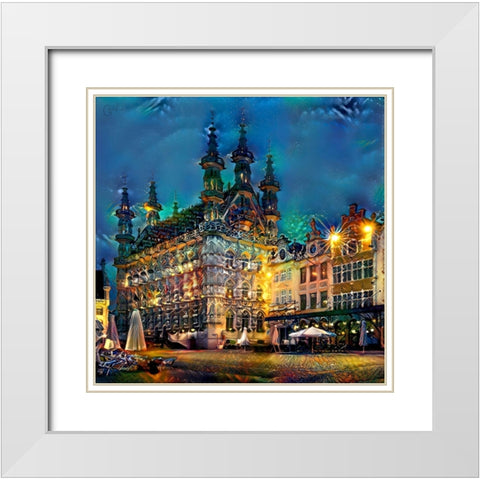 Belgium Leuven Town Hall White Modern Wood Framed Art Print with Double Matting by Gavidia, Pedro