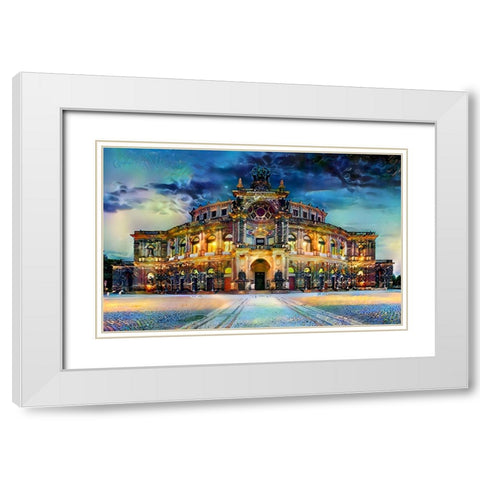 Germany Dresden Semperoper Opera House White Modern Wood Framed Art Print with Double Matting by Gavidia, Pedro