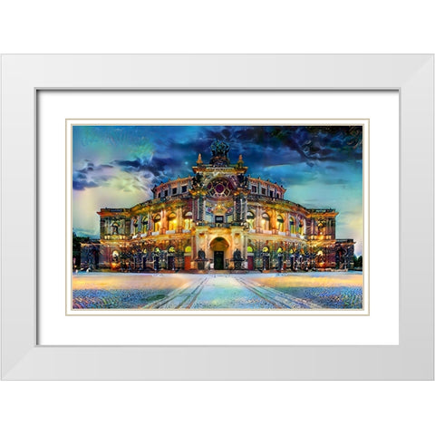Germany Dresden Semperoper Opera House White Modern Wood Framed Art Print with Double Matting by Gavidia, Pedro