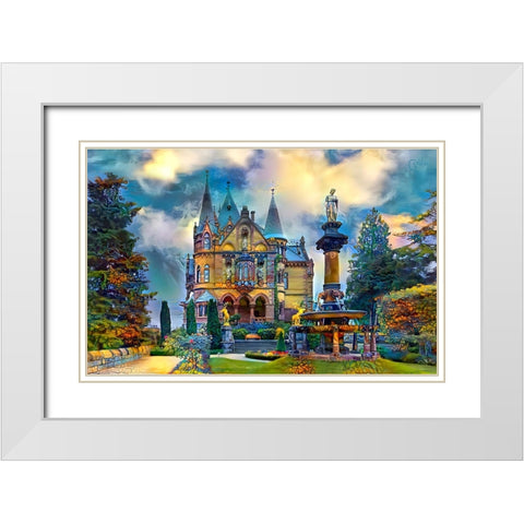Germany Konigswinter Schloss Drachenburg Castle White Modern Wood Framed Art Print with Double Matting by Gavidia, Pedro