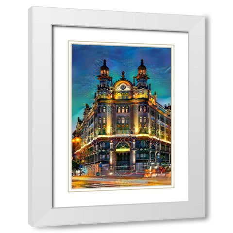 Hungary Budapest Hotel Parisi Udvar White Modern Wood Framed Art Print with Double Matting by Gavidia, Pedro