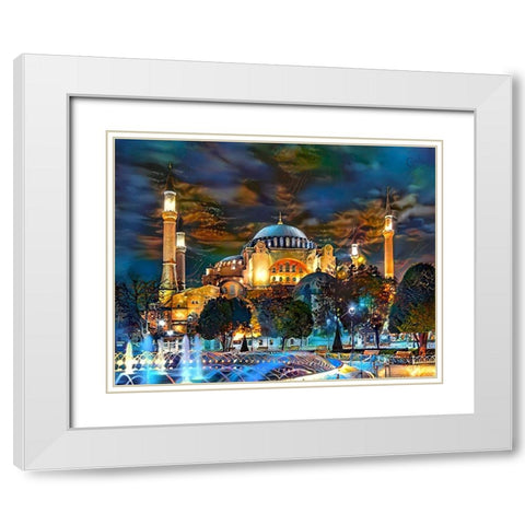Istanbul Turkey Hagia Sophia Fountain White Modern Wood Framed Art Print with Double Matting by Gavidia, Pedro