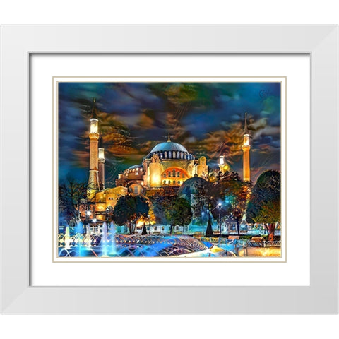 Istanbul Turkey Hagia Sophia Fountain White Modern Wood Framed Art Print with Double Matting by Gavidia, Pedro