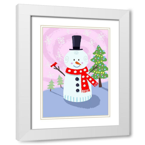 Snowman Swirl White Modern Wood Framed Art Print with Double Matting by Randy Noble Fine Art