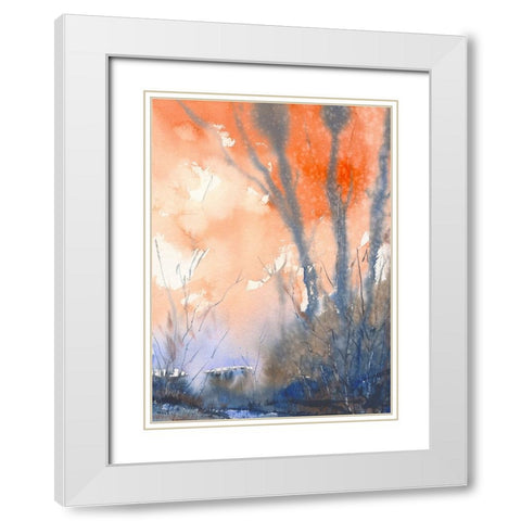 Red Dawn White Modern Wood Framed Art Print with Double Matting by Randy Noble Fine Art