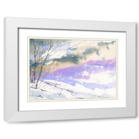 Ski North White Modern Wood Framed Art Print with Double Matting by Randy Noble Fine Art