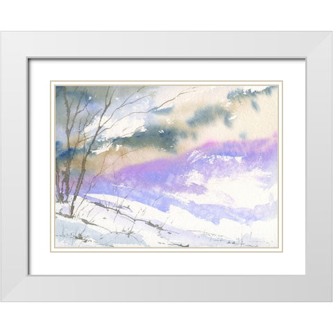 Ski North White Modern Wood Framed Art Print with Double Matting by Randy Noble Fine Art