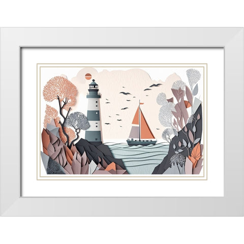 Mid Century Coastal Scenes 5 White Modern Wood Framed Art Print with Double Matting by Heere, Ray