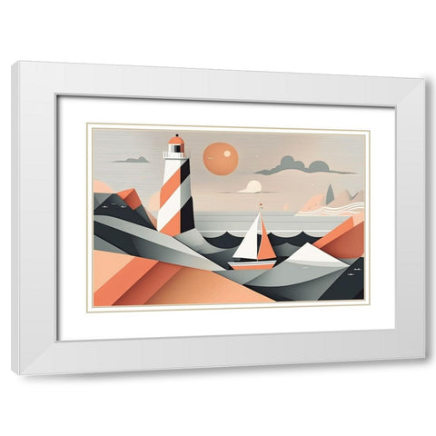 Mid Century Coastal Scenes 12 White Modern Wood Framed Art Print with Double Matting by Heere, Ray