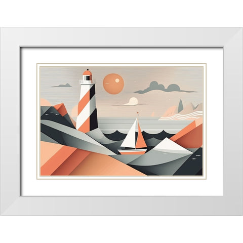 Mid Century Coastal Scenes 12 White Modern Wood Framed Art Print with Double Matting by Heere, Ray