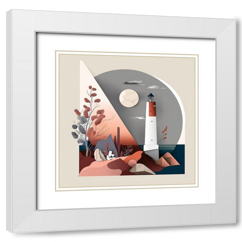 Mid Century Coastal Scenes 15 White Modern Wood Framed Art Print with Double Matting by Heere, Ray