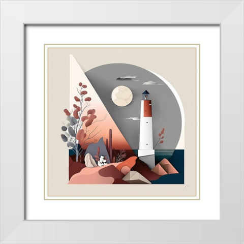 Mid Century Coastal Scenes 15 White Modern Wood Framed Art Print with Double Matting by Heere, Ray