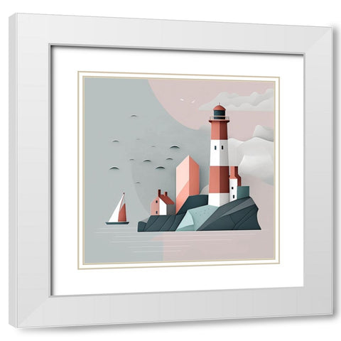 Mid Century Coastal Scenes 18 White Modern Wood Framed Art Print with Double Matting by Heere, Ray
