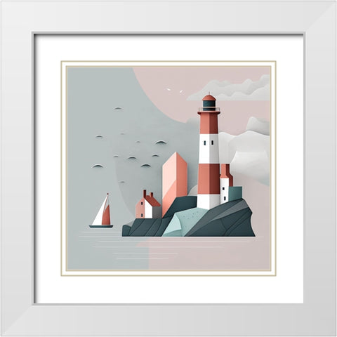 Mid Century Coastal Scenes 18 White Modern Wood Framed Art Print with Double Matting by Heere, Ray