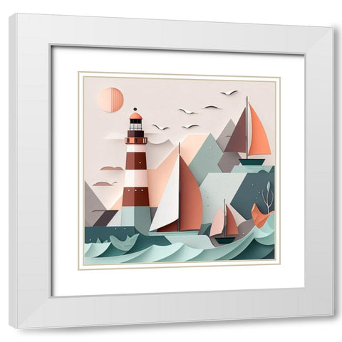 Mid Century Coastal Scenes 20 White Modern Wood Framed Art Print with Double Matting by Heere, Ray