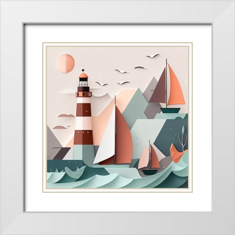 Mid Century Coastal Scenes 20 White Modern Wood Framed Art Print with Double Matting by Heere, Ray