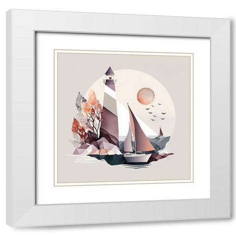 Mid Century Coastal Scenes 24 White Modern Wood Framed Art Print with Double Matting by Heere, Ray