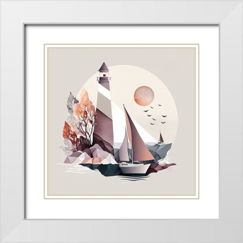 Mid Century Coastal Scenes 24 White Modern Wood Framed Art Print with Double Matting by Heere, Ray