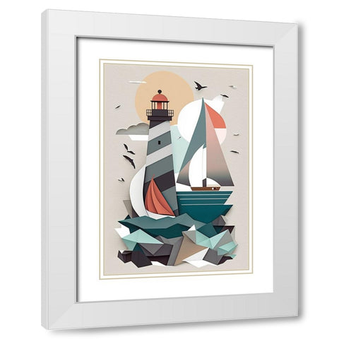 Mid Century Coastal Scenes 29 White Modern Wood Framed Art Print with Double Matting by Heere, Ray