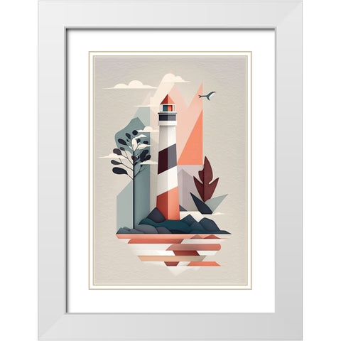 Mid Century Coastal Scenes 33 White Modern Wood Framed Art Print with Double Matting by Heere, Ray