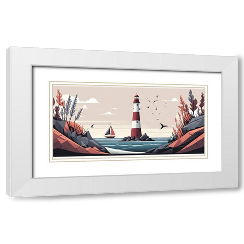 Mid Century Coastal Scenes 41 White Modern Wood Framed Art Print with Double Matting by Heere, Ray