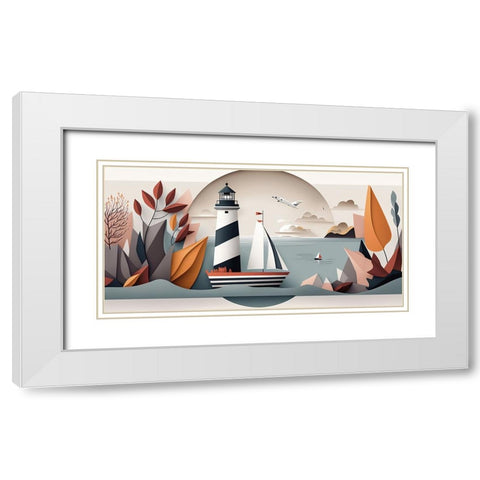 Mid Century Coastal Scenes 43 White Modern Wood Framed Art Print with Double Matting by Heere, Ray