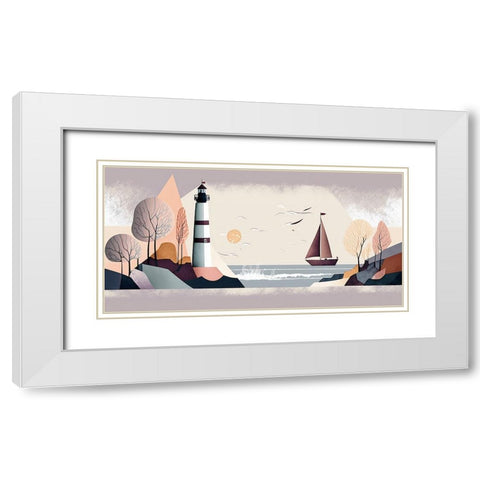 Mid Century Coastal Scenes 45 White Modern Wood Framed Art Print with Double Matting by Heere, Ray