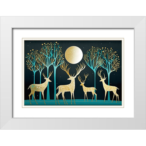 Mid Century Deer 2 White Modern Wood Framed Art Print with Double Matting by Heere, Ray