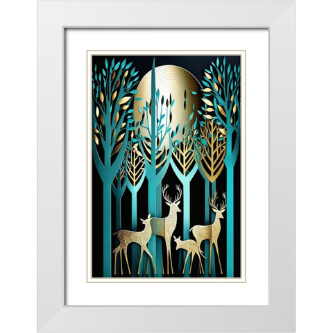 Mid Century Deer 19 White Modern Wood Framed Art Print with Double Matting by Heere, Ray
