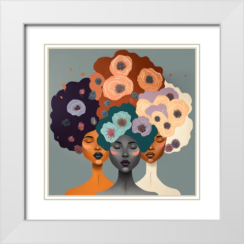 Mid Century Diversity Portraits 15 White Modern Wood Framed Art Print with Double Matting by Heere, Ray